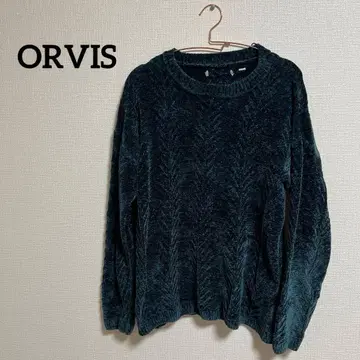 ORVIS 크루넥 스웨터 상의 다크 그린