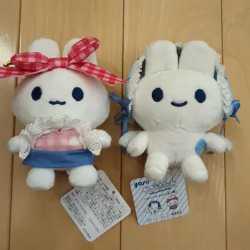 야사우사짱 리본 마스코트 블루 메이드 리본 깅엄 리본 2점