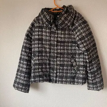 다운 포함 체크 무늬 숏 재킷