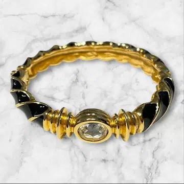 스와로브스키 뱅글 골드 x 블랙 클리어 스톤