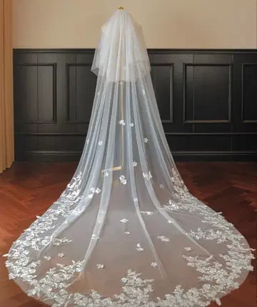 자수 롱 웨딩 베일