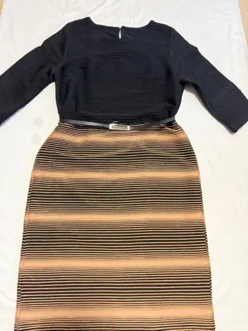 스트라이프 디자인 긴팔 원피스 프리 사이즈