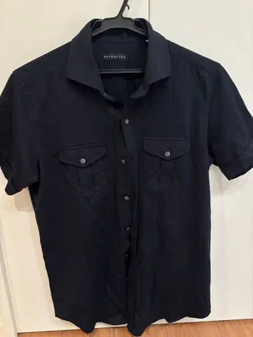 ESTNATION 블랙 숏 슬리브 피케 셔츠 L