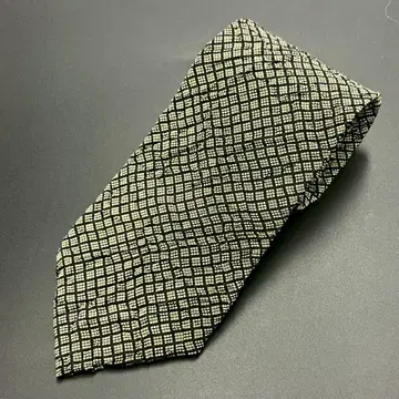 블랙과 화이트 체크 패턴 넥타이 일본제 실크 100%