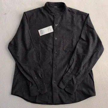 BC STOCK 차콜 그레이 플란넬 긴팔 밴드 카라 셔츠 M 새상품