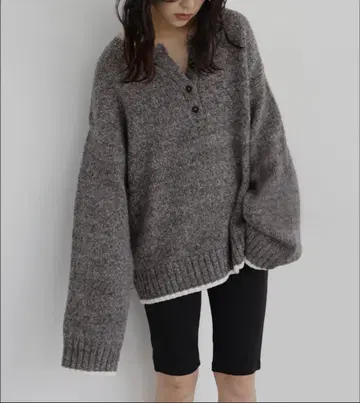 바이컬러 헨리넥 믹스 니트 hellam