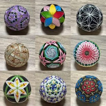 일본풍 자수 테마리 9개 세트