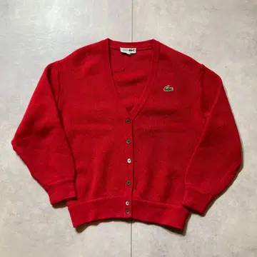 70s LACOSTE 라코스테 아크릴 가디건 여성용 빨간색 M 상당