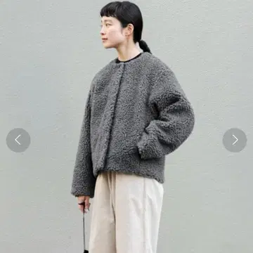 택 포함 새상품 울 보아 자켓 / 카구레 차콜 다크 그레이