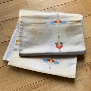 학 자수 금실 후쿠로 오비