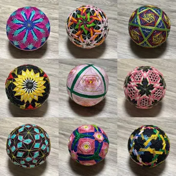 자수 무늬 일본풍 장식 테마리 9세트