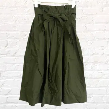 유니클로 플레어 스커트 종아리 기장 벨트 포함 허리밴딩 면 혼방 캐주얼