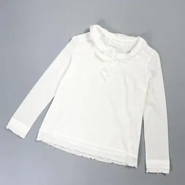 수입 로사 프릴 니트 블라우스 긴팔 풀오버 화이트 42*LD273