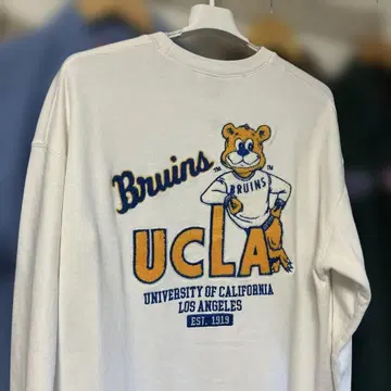 UCLA BRUINS 곰 맨투맨/트레이닝복 자수/와펜 화이트 L 사이즈