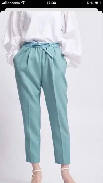 yori 샤이니 스틱 팬츠 민트 그린 38