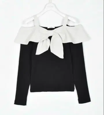 evelyn 라메 리본 오프숄 블랙