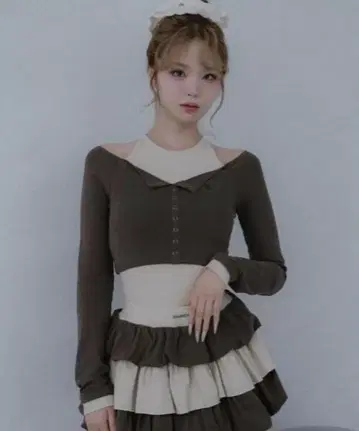 미사용 새상품 Darich 다리치 오프숄더 레이어드 리브 상의