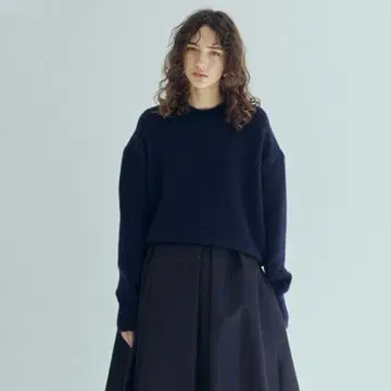 새상품 SEA 울 캐시미어 크루넥 니트 네이비