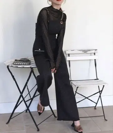 로얄 파티 체인 스트랩 트위드 올인원