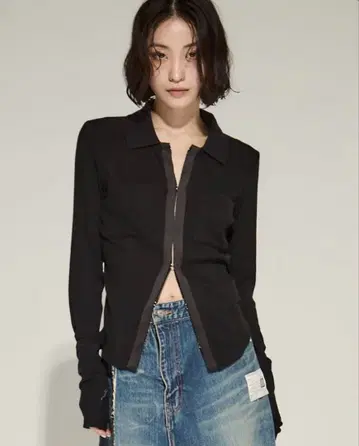 STUDIOUS 워셔블 실크 코튼 폴로 블랙