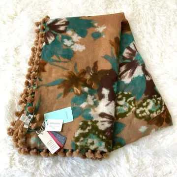 [ 새상품급 ] CITRUS 시트러스 대형 울 스톨 꽃무늬 프린지 폼폼