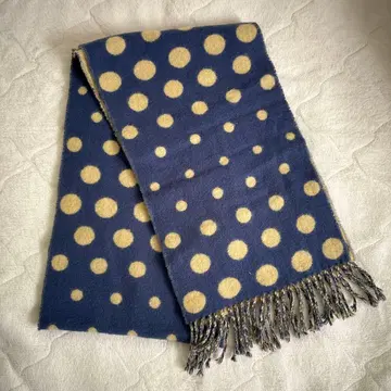 글렌 프린스 네이비 베이지 도트 머플러