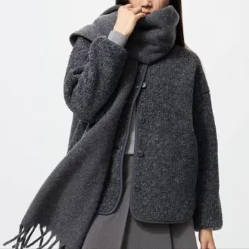 새상품 UNIQLO 보아 플리스 릴랙스 가디건 XS 다크 그레이