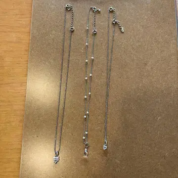 실버 포도 드롭 하트 3연 목걸이