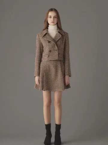 에밀리아 위즈 S 사이즈 브라운 하운드 투스 체크 자켓