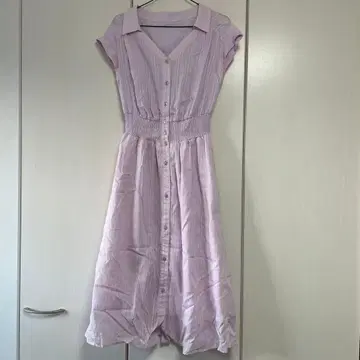 연보라 반팔 셔츠 원피스 사이즈 36 Mystrada