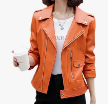 오렌지 가죽 자켓