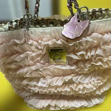 크리스탈 볼 가르시아 프릴 디자인 핑크 토트백