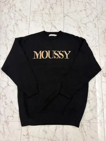[ 미사용 새상품 ] MOUSSY 로고 니트 블랙