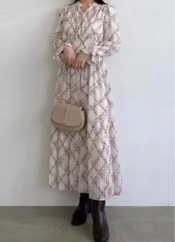 스나이델 프린트 셔링 롱 원피스