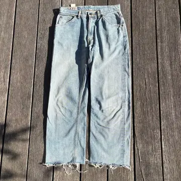 Lee 스트레이트 데님 프린지 데미지 데님 그런지