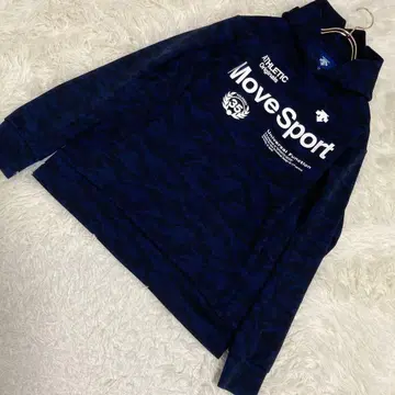 DESCENTE 카모 패턴 후드티 풀오버 네이비 L 스포츠 캐주얼