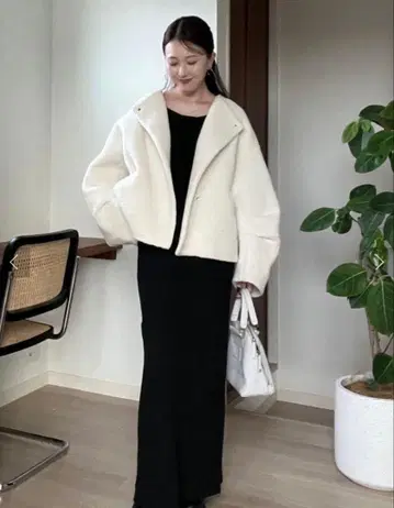 LAGUNAMOON 보아 블루종 아이보리