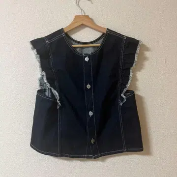 SOMETHING. 다크 블루 데님 베스트 M 사이즈 썸씽