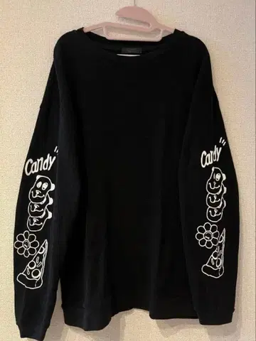 CANDY STRIPPER 블랙 와플 긴팔 T셔츠