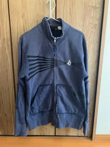 VOLCOM 볼컴 풀 집업 후드티 네이비 y2k