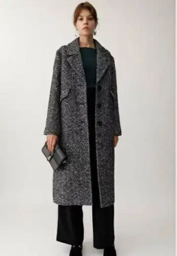 가격 인하 MOUSSY 헤링본 롱 코트 블랙 화이트 사이즈 1 가을/겨울