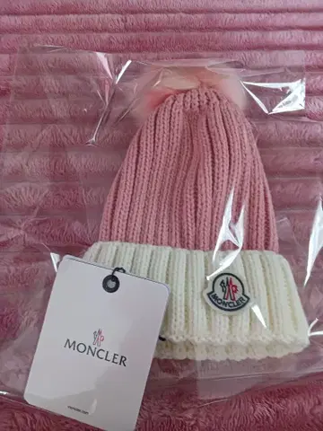MONCLER 폼폼 포함 귀여운 니트 모자 핑크 화이트