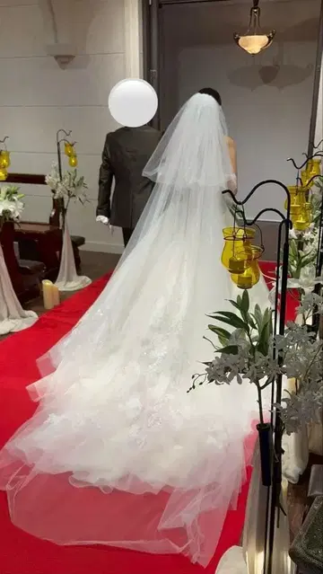 롱 웨딩 베일 화이트