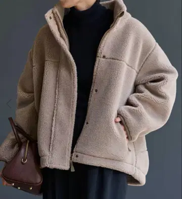 FRAMeWORK 프레임워크 울 보아 스탠드 블루종 베이지 36