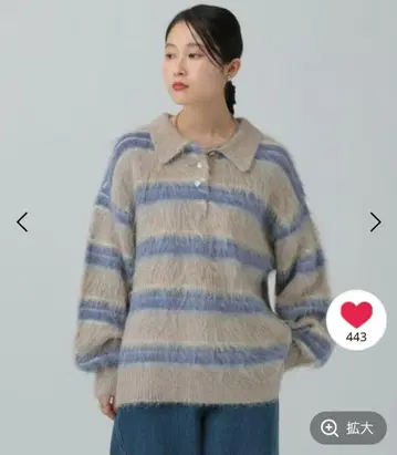 EPSIM 카라 부착 스트라이프 스웨터 F