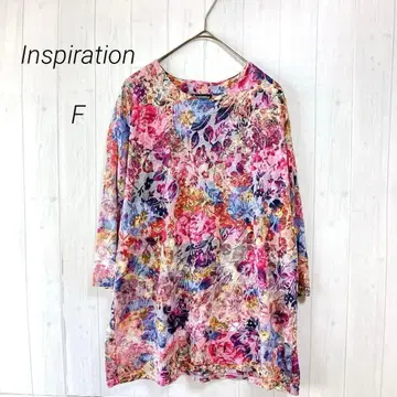 Inspiration 시어 7부 소매 튜닉 꽃무늬 올 패턴 한국제 F
