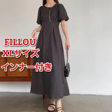 필루 벌룬 슬리브 턱 원피스 인터 포함 차콜