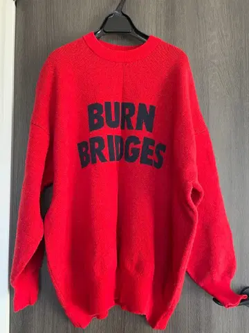 BURN BRIDGES 빨간색 니트 스웨터 오버 사이즈