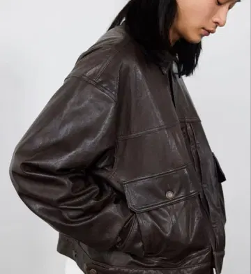 BEAMS 와이드 숏 핏 시어링 가죽 자켓