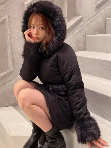 [새상품 즉시 발송] GRL 벨트 포함 퍼 다운 코트 [kd13]